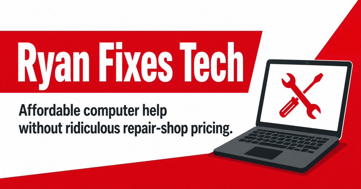 Ryan Fixes Tech computer repair graphic
